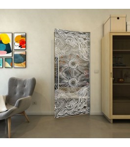 Pendeltür - Fineprint Model 030 Weiss auf Grauglas