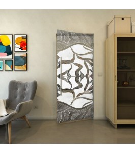 Pendeltür - Fineprint Model 031 Weiss auf Grauglas