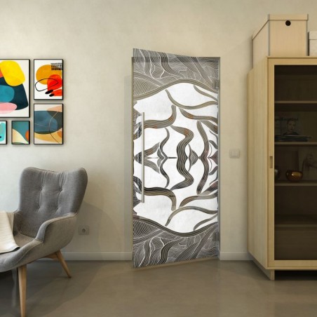 Pendeltür - Fineprint Model 031 Weiss auf Grauglas