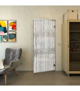 Pendeltür - Fineprint Model 032 Weiss auf Grauglas