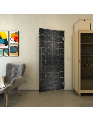 Pendeltür - Fineprint Model 033 Schwarz auf Grauglas