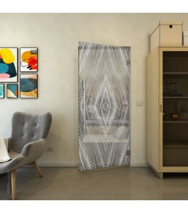 Pendeltür - Fineprint Model 034 Weiss auf Grauglas