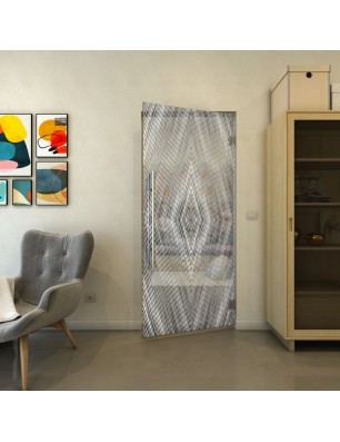 Pendeltür - Fineprint Model 034 Weiss auf Grauglas