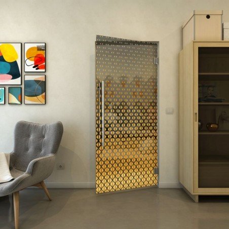 Pendeltür - Fineprint Model 038 Gold auf Grauglas