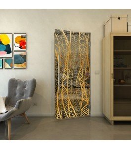 Pendeltür - Fineprint Model 040 Gold auf Grauglas