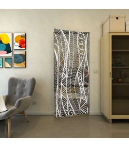 Pendeltür - Fineprint Model 040 Weiss auf Grauglas