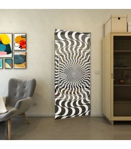 Pendeltür - Fineprint Model 044 Weiss auf Grauglas