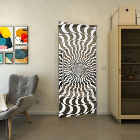 Pendeltür - Fineprint Model 044 Weiss auf Grauglas