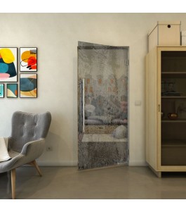 Pendeltür - Fineprint Model 045 Weiss auf Grauglas