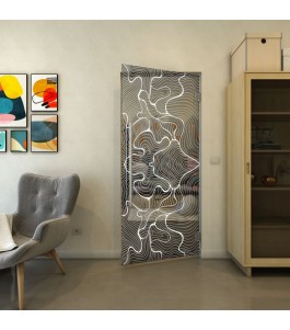 Pendeltür - Fineprint Model 049 Weiss auf Grauglas