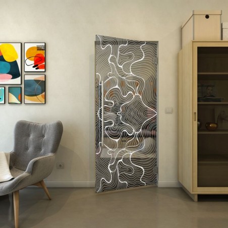Pendeltür - Fineprint Model 049 Weiss auf Grauglas