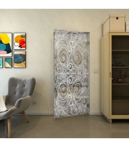 Pendeltür - Fineprint Model 051 Weiss auf Grauglas