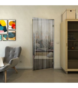 Pendeltür - Fineprint Model 052 Weiss auf Grauglas