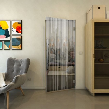 Pendeltür - Fineprint Model 052 Weiss auf Grauglas