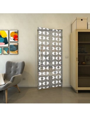 Pendeltür - Fineprint Model 053 Weiss auf Grauglas