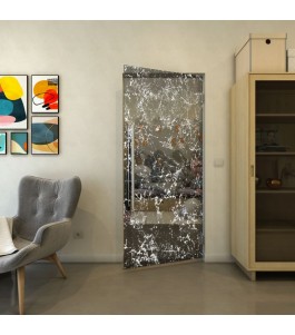Pendeltür - Fineprint Model 054 Weiss auf Grauglas