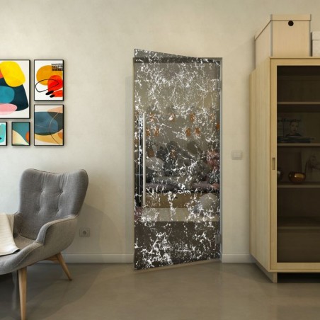 Pendeltür - Fineprint Model 054 Weiss auf Grauglas