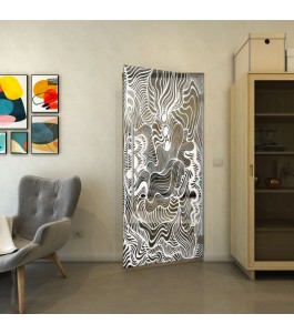 Pendeltür - Fineprint Model 056 Weiss auf Grauglas