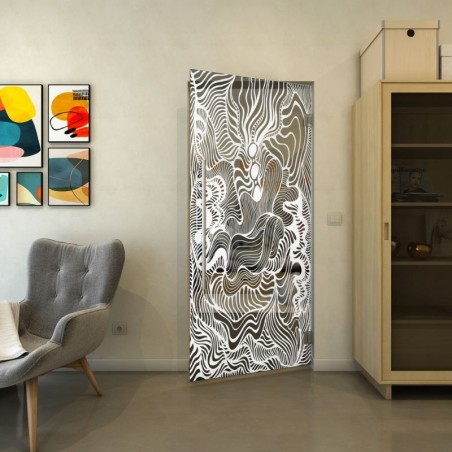 Pendeltür - Fineprint Model 056 Weiss auf Grauglas