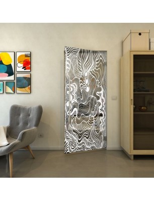 Pendeltür - Fineprint Model 056 Weiss auf Grauglas