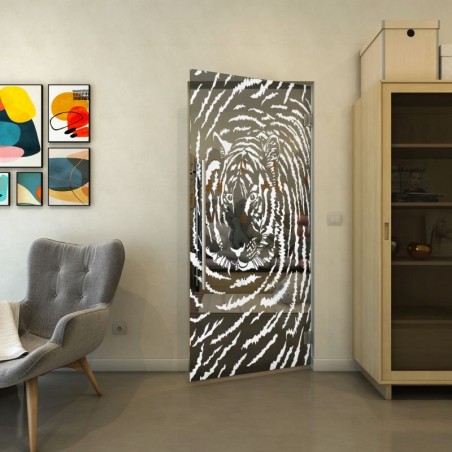 Pendeltür - Fineprint Model 057 Weiss auf Grauglas