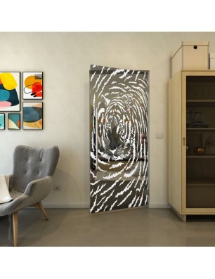 Pendeltür - Fineprint Model 057 Weiss auf Grauglas