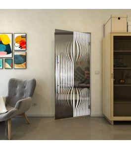 Pendeltür - Fineprint Model 059 Weiss auf Grauglas