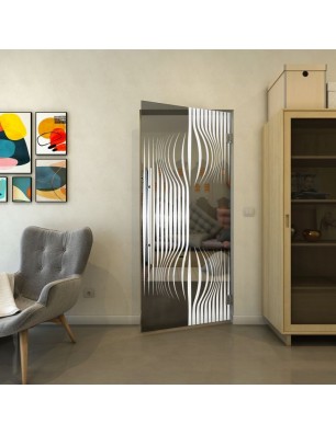 Pendeltür - Fineprint Model 059 Weiss auf Grauglas