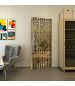 Pendeltür - Fineprint Model 060 Gold auf Grauglas