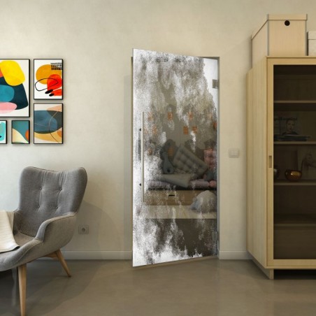 Pendeltür - Fineprint Model 061 Weiss auf Grauglas