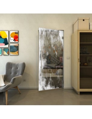 Pendeltür - Fineprint Model 061 Weiss auf Grauglas