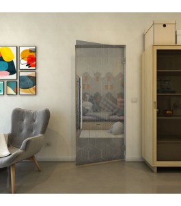 Pendeltür - Fineprint Model 063 Weiss auf Grauglas