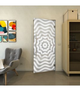 Pendeltür - Fineprint Model 064 Weiss auf Grauglas