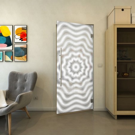 Pendeltür - Fineprint Model 064 Weiss auf Grauglas