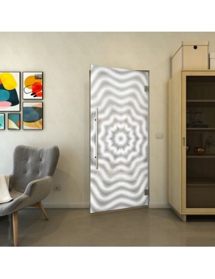 Pendeltür - Fineprint Model 064 Weiss auf Grauglas