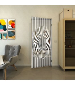 Pendeltür - Fineprint Model 065 Weiss auf Grauglas