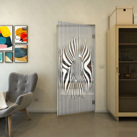 Pendeltür - Fineprint Model 065 Weiss auf Grauglas