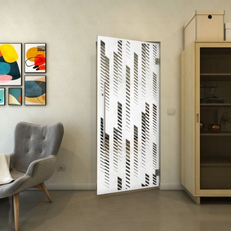 Pendeltür - Fineprint Model 067 Weiss auf Grauglas