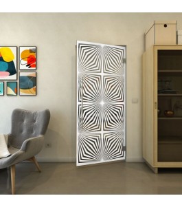 Pendeltür - Fineprint Model 069 Weiss auf Grauglas