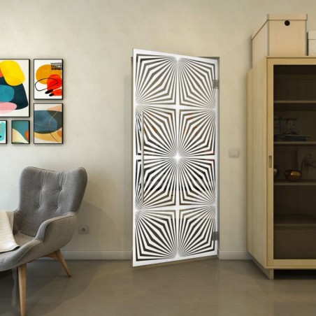 Pendeltür - Fineprint Model 069 Weiss auf Grauglas