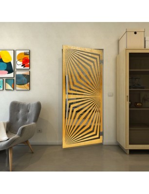 Pendeltür - Fineprint Model 070 Gold auf Grauglas
