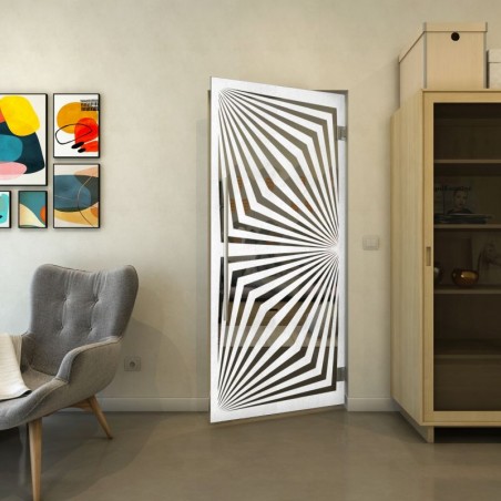 Pendeltür - Fineprint Model 070 Weiss auf Grauglas