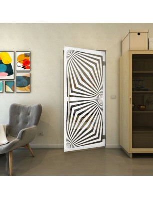 Pendeltür - Fineprint Model 070 Weiss auf Grauglas