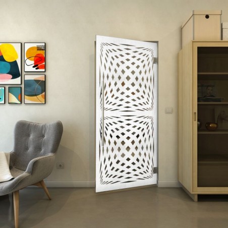 Pendeltür - Fineprint Model 071 Weiss auf Grauglas