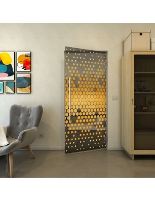 Pendeltür - Fineprint Model 072 Gold auf Grauglas