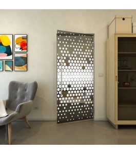 Pendeltür - Fineprint Model 072 Weiss auf Grauglas