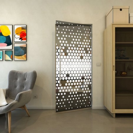 Pendeltür - Fineprint Model 072 Weiss auf Grauglas