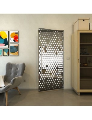 Pendeltür - Fineprint Model 072 Weiss auf Grauglas