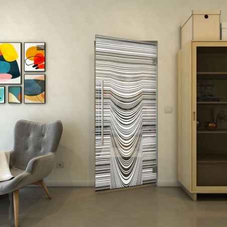 Pendeltür - Fineprint Model 073 Weiss auf Grauglas