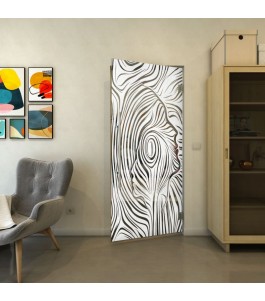 Pendeltür - Fineprint Model 074 Weiss auf Grauglas